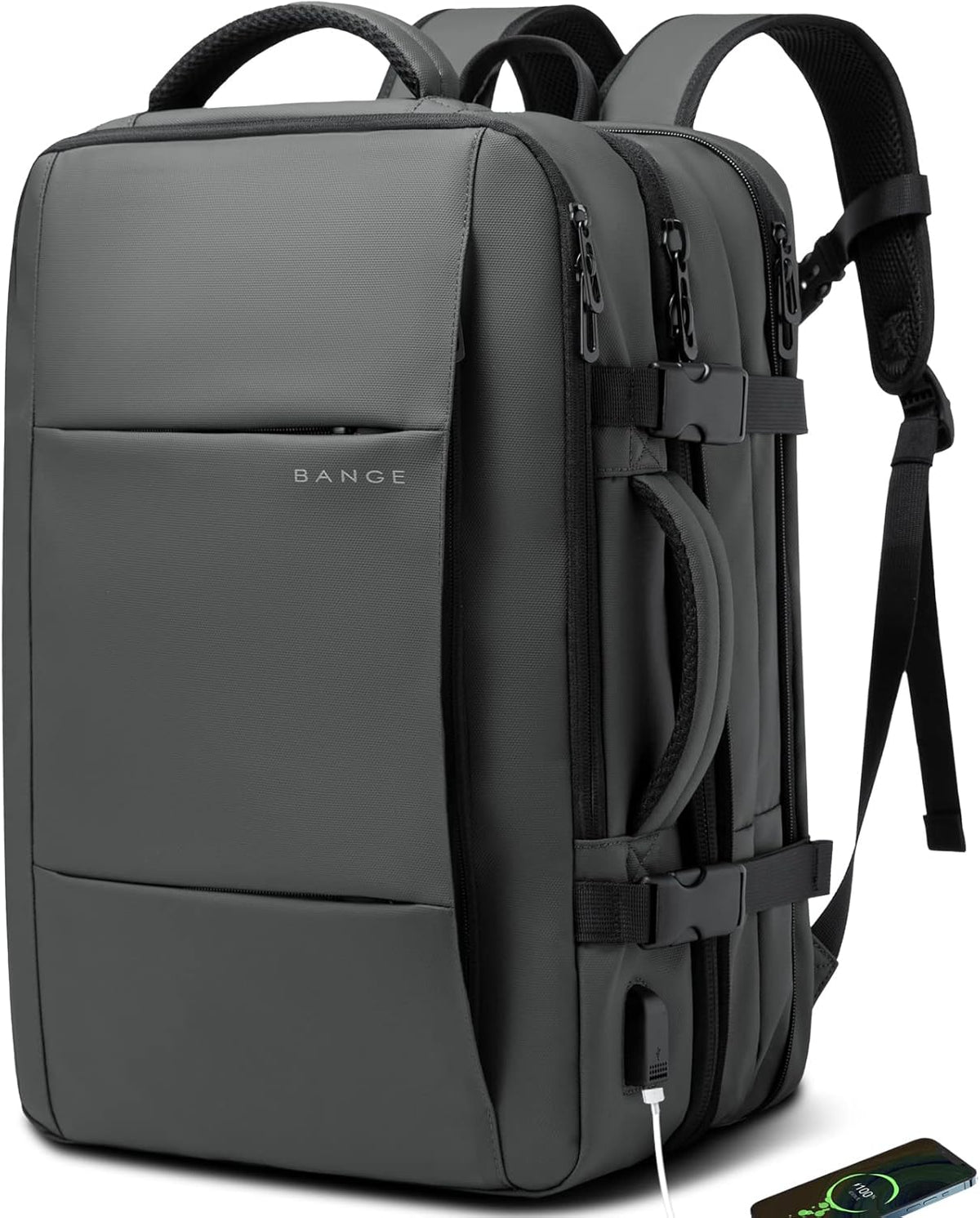Expandable 26–45L Waterproof Travel Backpack with Laptop Sleeve & Duffle Carry 12