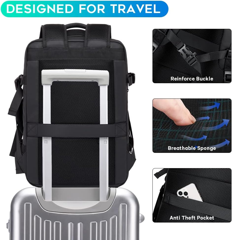 Expandable 26–45L Waterproof Travel Backpack with Laptop Sleeve & Duffle Carry 3