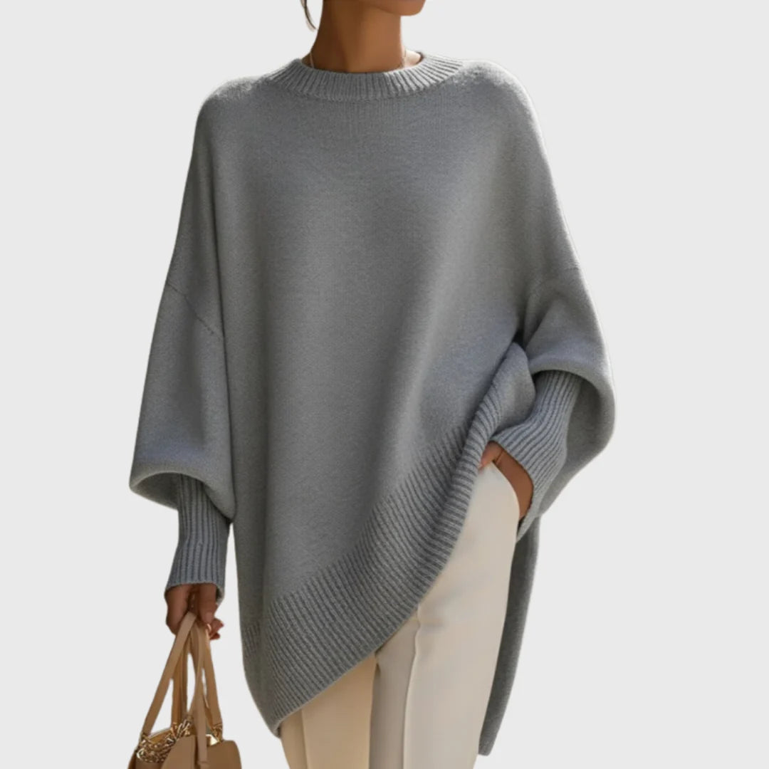Fiora Pullover Poncho Sweater | Oversized, Asymmetric Hem for Women 5