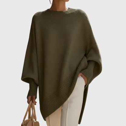 Fiora Pullover Poncho Sweater | Oversized, Asymmetric Hem for Women 7