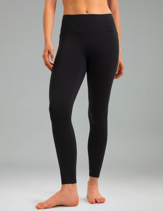 Fleece Lined No Front Seam 26.5" Thermal Leggings w/ Pockets 0