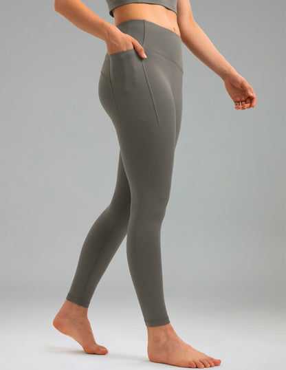 Fleece Lined No Front Seam 26.5" Thermal Leggings w/ Pockets 11