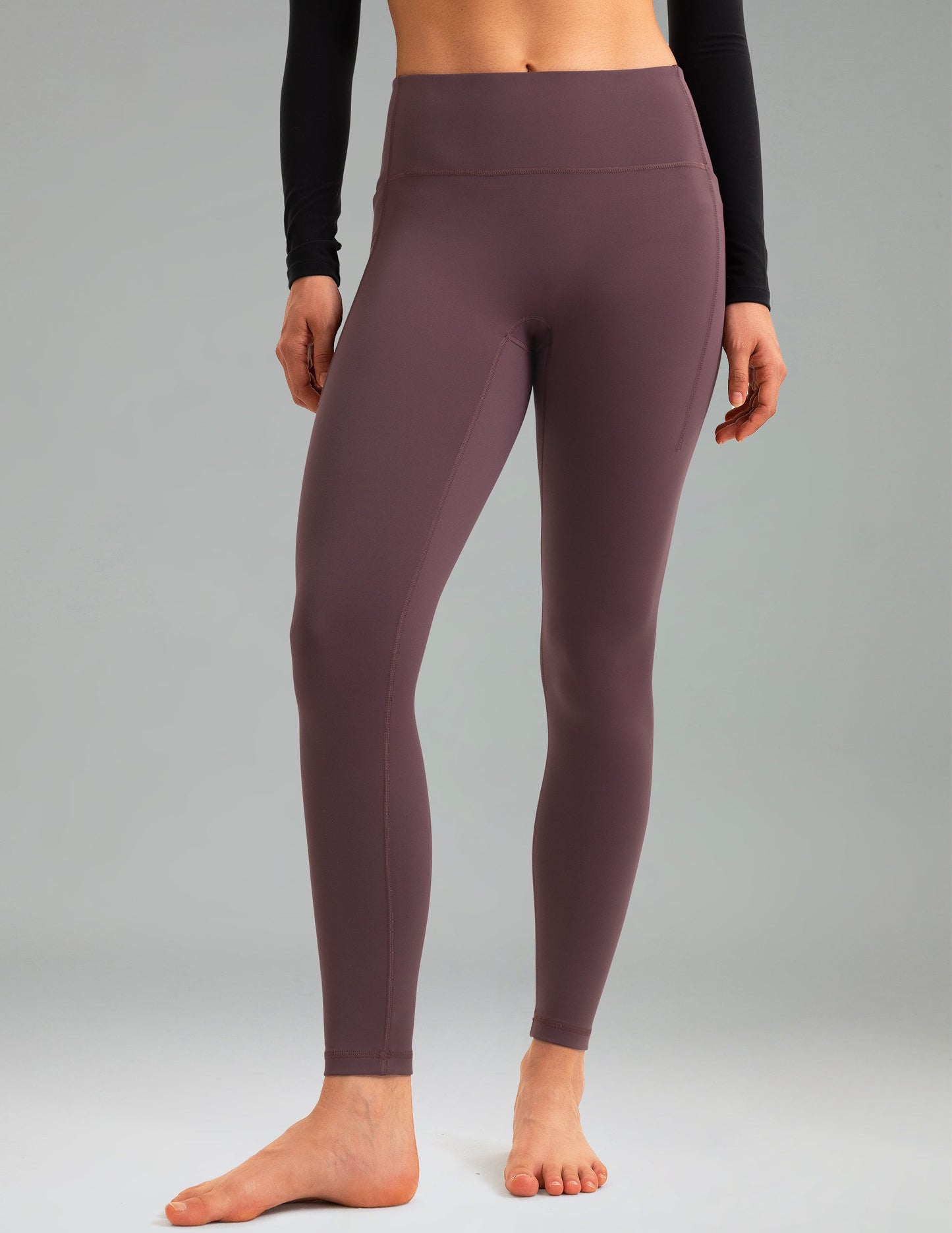 Fleece Lined No Front Seam 26.5" Thermal Leggings w/ Pockets 12