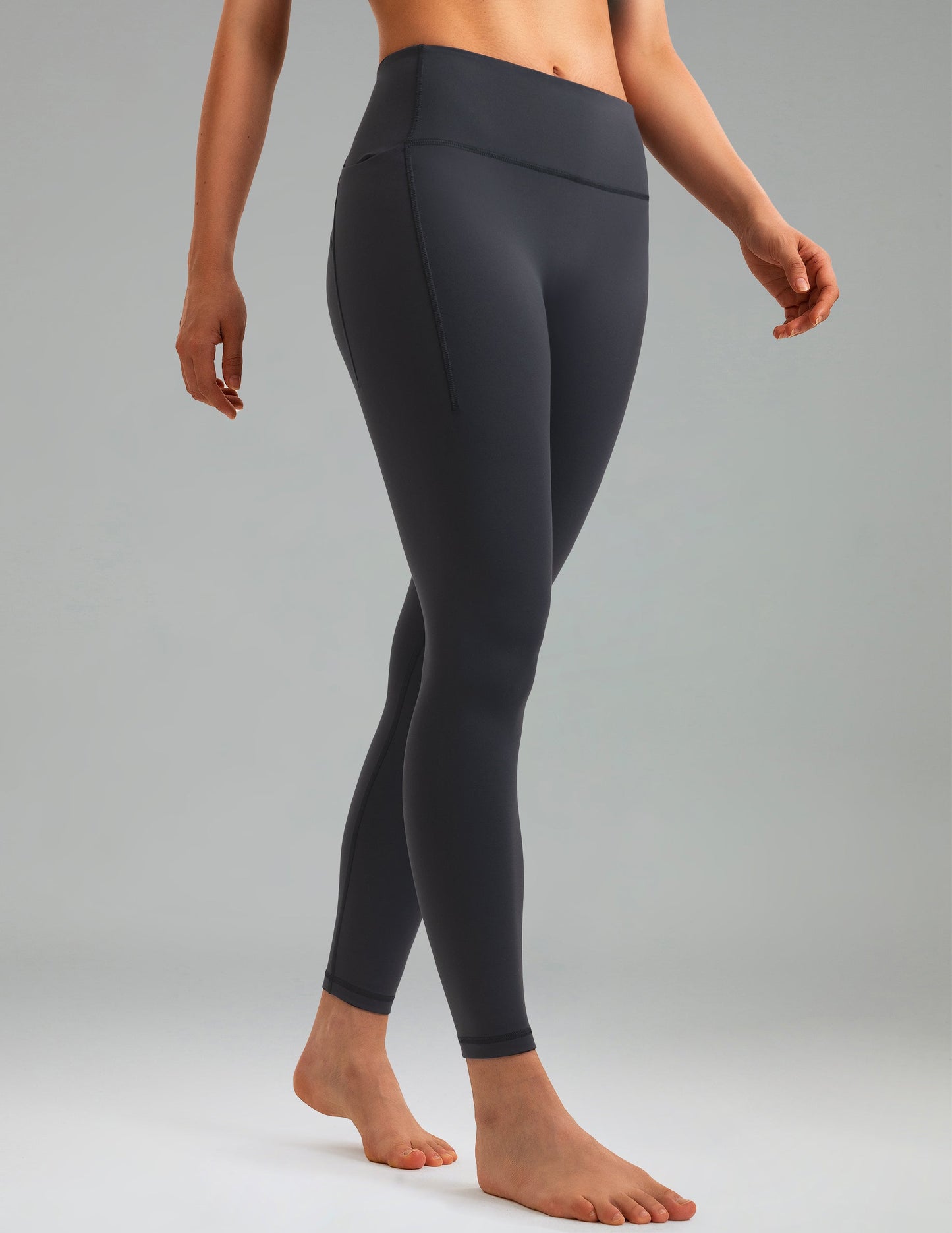 Fleece Lined No Front Seam 26.5" Thermal Leggings w/ Pockets 13