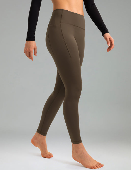 Fleece Lined No Front Seam 26.5" Thermal Leggings w/ Pockets 14
