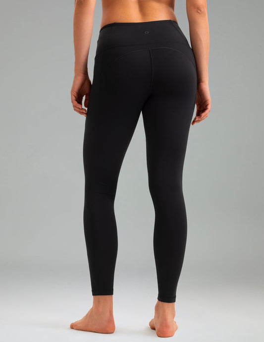 Fleece Lined No Front Seam 26.5" Thermal Leggings w/ Pockets 2