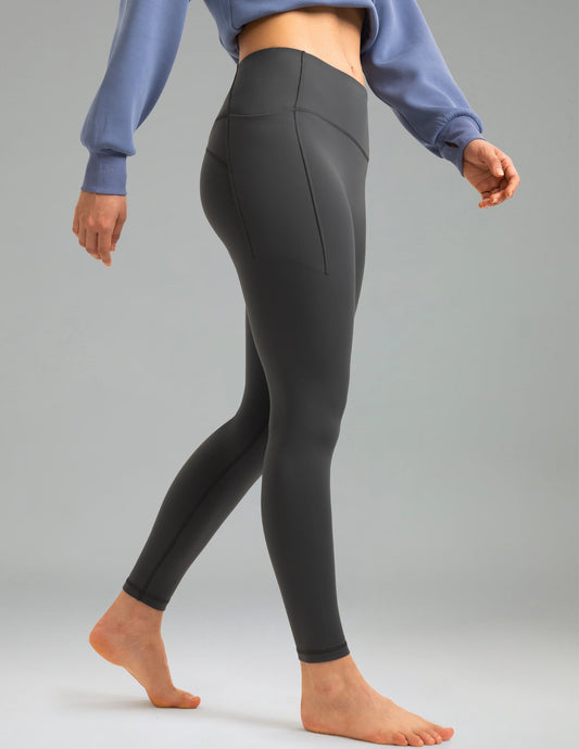 Fleece Lined No Front Seam 26.5" Thermal Leggings w/ Pockets 5