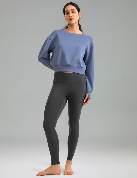 Fleece Lined No Front Seam 26.5" Thermal Leggings w/ Pockets 6