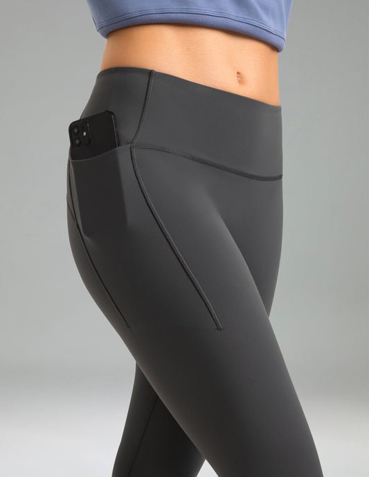 Fleece Lined No Front Seam 26.5" Thermal Leggings w/ Pockets 7