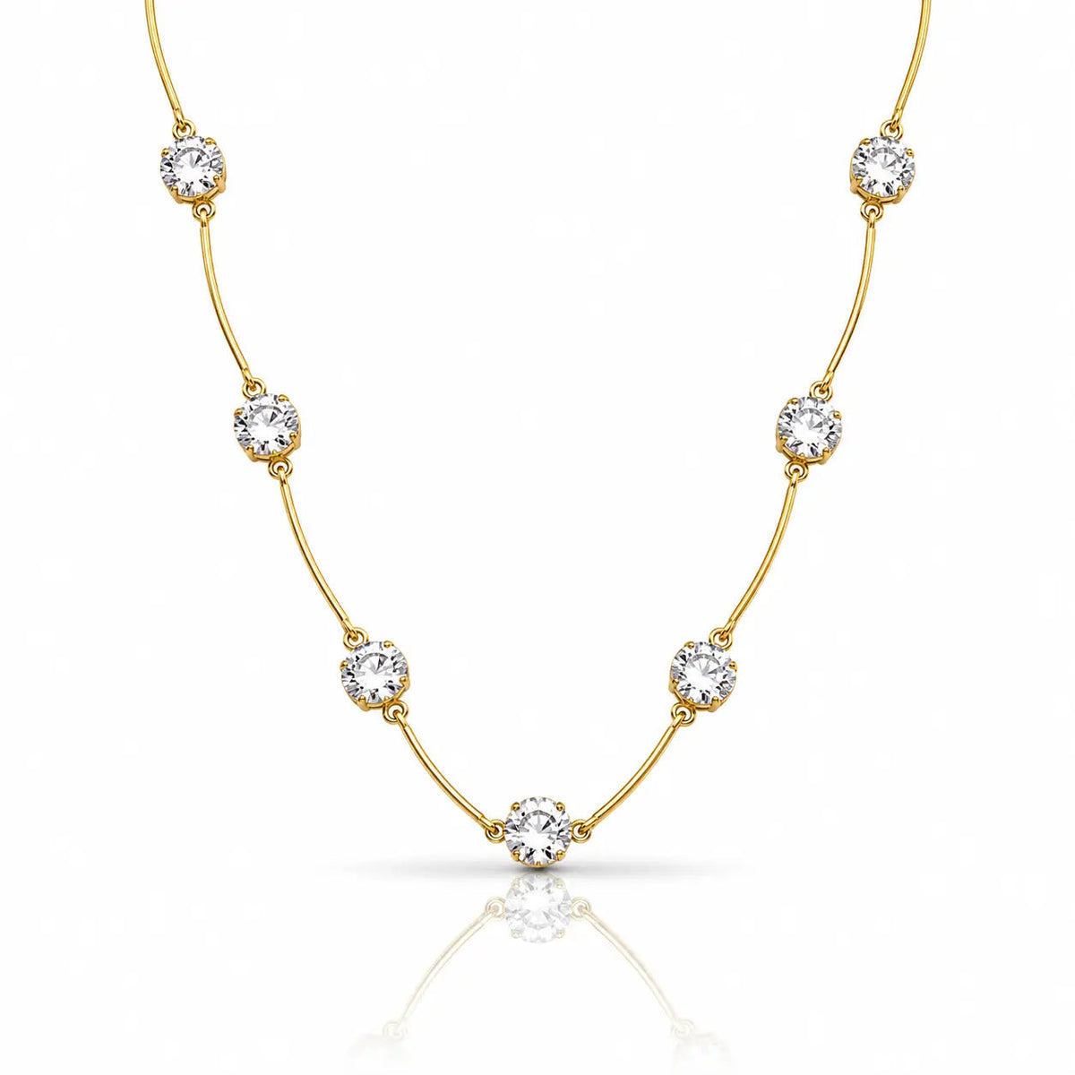 Floating Zircon Station Necklace - 18K Gold Plated 1