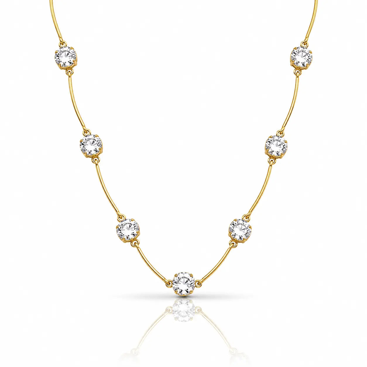 Floating Zircon Station Necklace - 18K Gold Plated 1