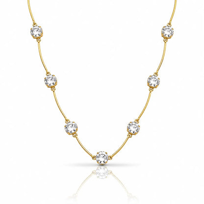 Floating Zircon Station Necklace - 18K Gold Plated 1