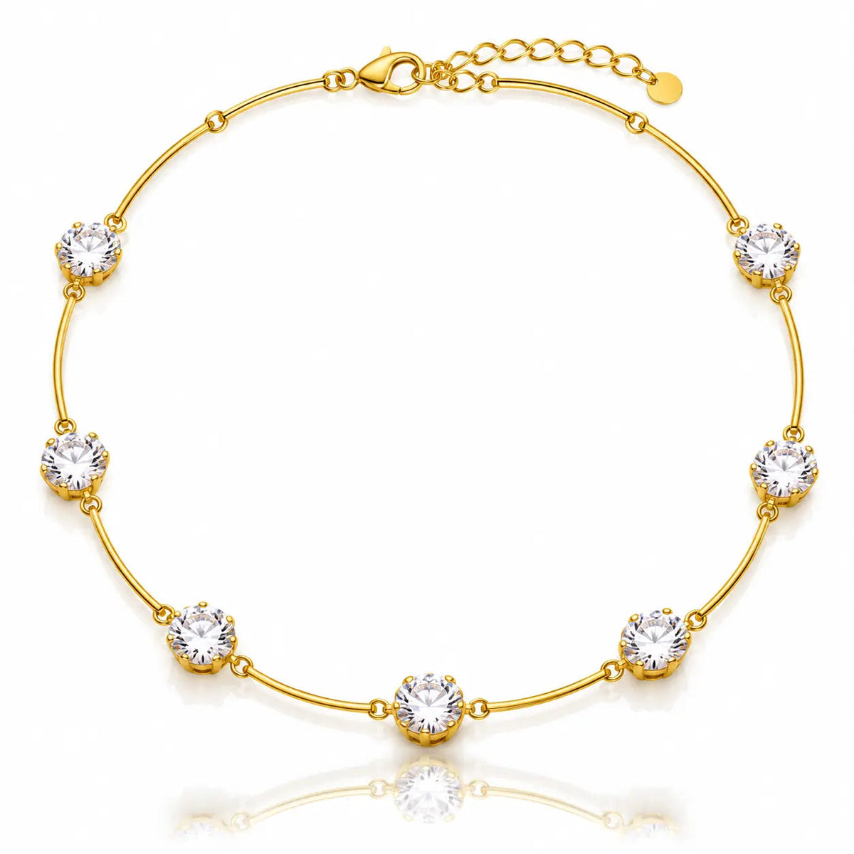 Floating Zircon Station Necklace - 18K Gold Plated 2