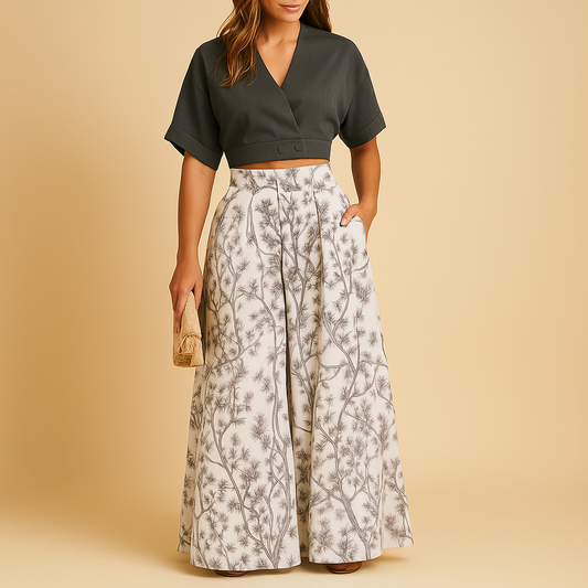 Floral top and wide-leg pants set for women | Clara 3