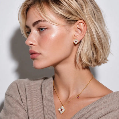 Flower Power Jewelry Set - 14K Gold Plated 2