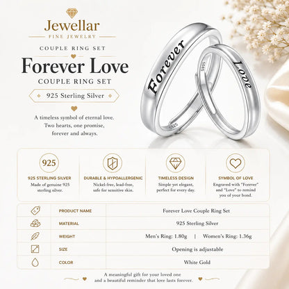 Forever Love Couple Ring Set - 925 Sterling Silver 2