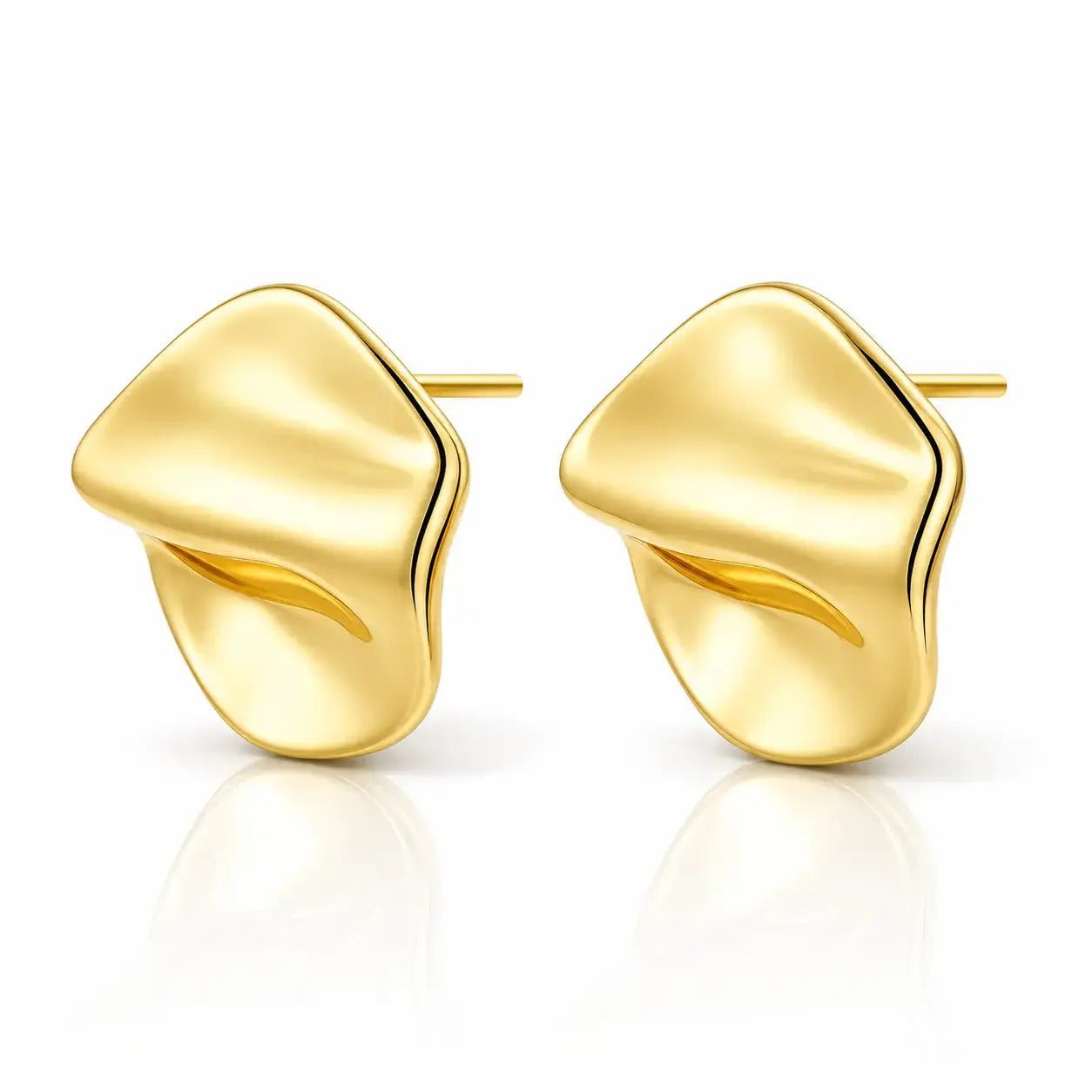 Forme Organic Gold Stud Earrings - 925 Sterling Silver 0