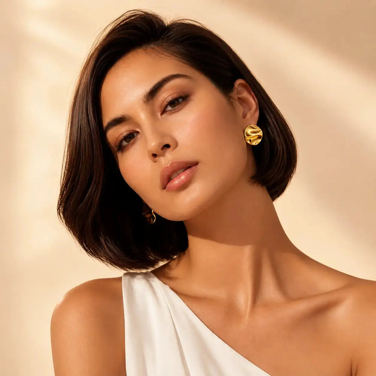 Forme Organic Gold Stud Earrings - 925 Sterling Silver 1