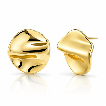 Forme Organic Gold Stud Earrings - 925 Sterling Silver 2