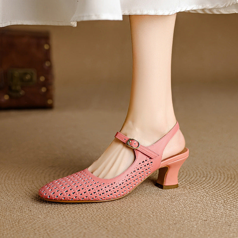 Georgina | Genuine Leather Slingback Low Heels 0