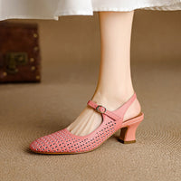 Georgina | Genuine Leather Slingback Low Heels 0