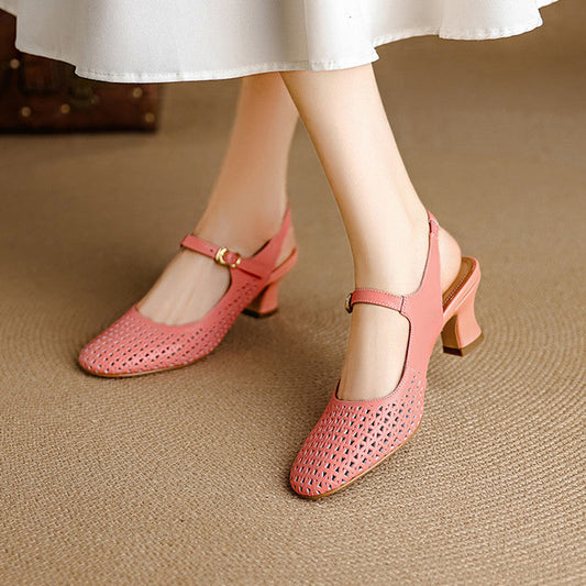 Georgina | Genuine Leather Slingback Low Heels 1