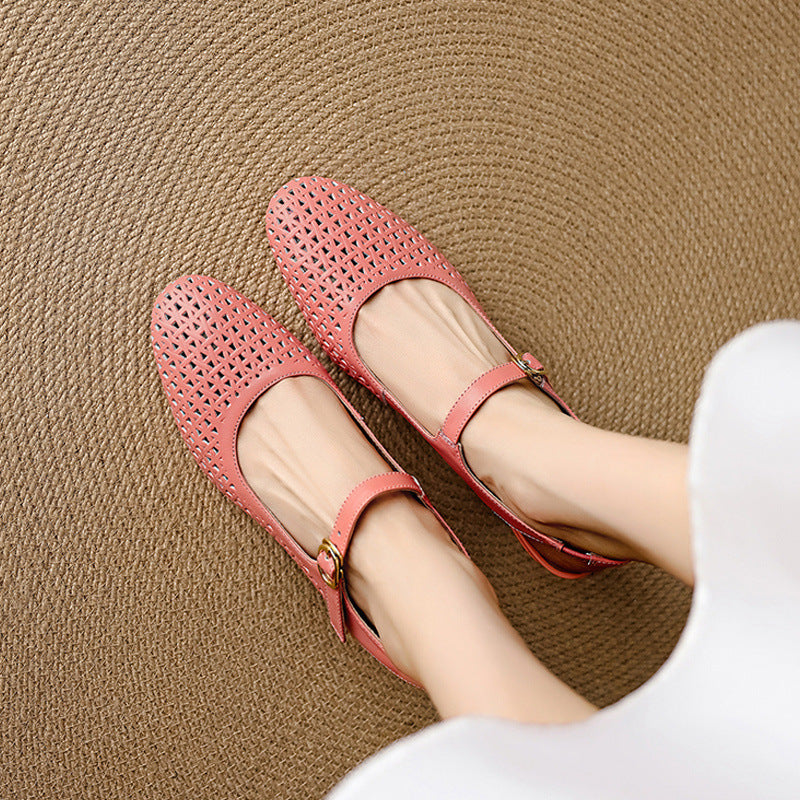 Georgina | Genuine Leather Slingback Low Heels 3