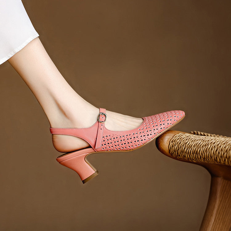Georgina | Genuine Leather Slingback Low Heels 4