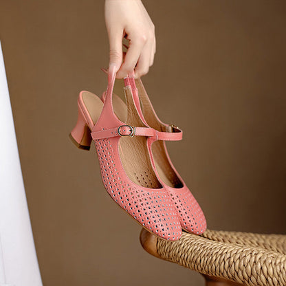 Georgina | Genuine Leather Slingback Low Heels 5