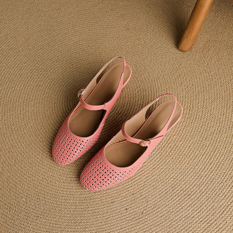 Georgina | Genuine Leather Slingback Low Heels 6