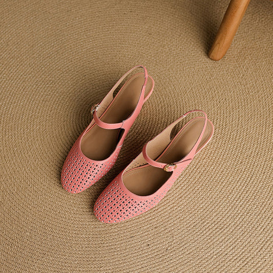 Georgina | Genuine Leather Slingback Low Heels 6