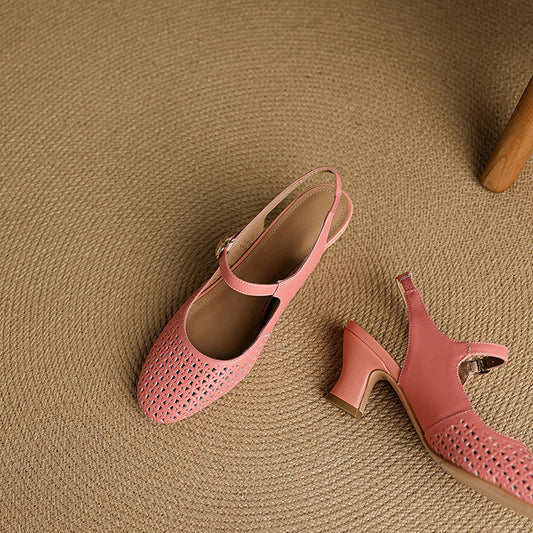 Georgina | Genuine Leather Slingback Low Heels 7