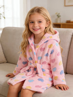 Girls' Autumn/Winter Bathrobe with Long Sleeves and Hood, Soft and Warm Fabric for Home Wear 0