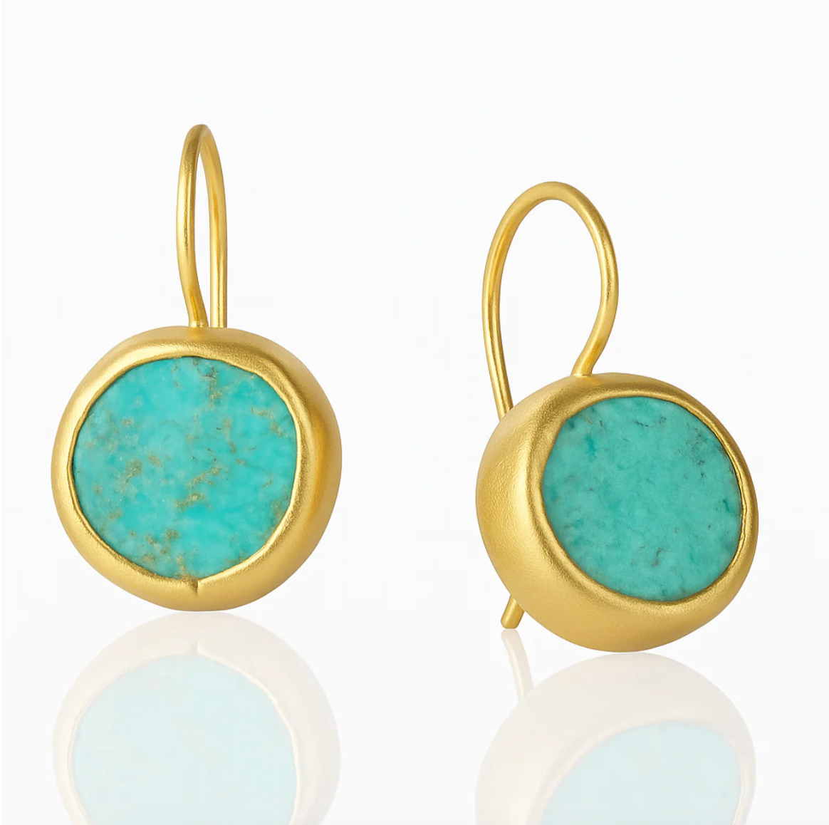 Gold Earrings Accented with Turquoise 0