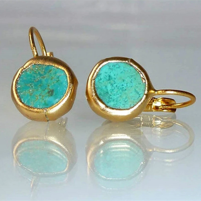 Gold Earrings Accented with Turquoise 1
