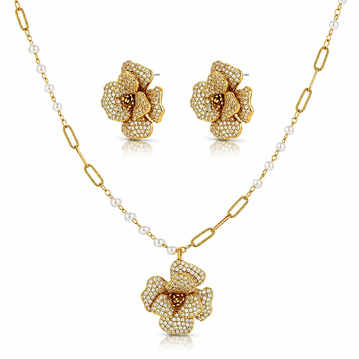 Golden Bloom Crystal Set - 14K Gold Plated 0
