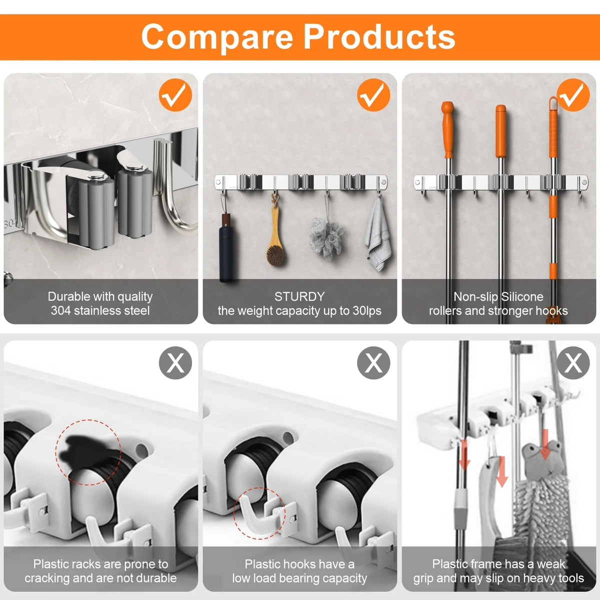Goodinary® Broom Holder Rack 5