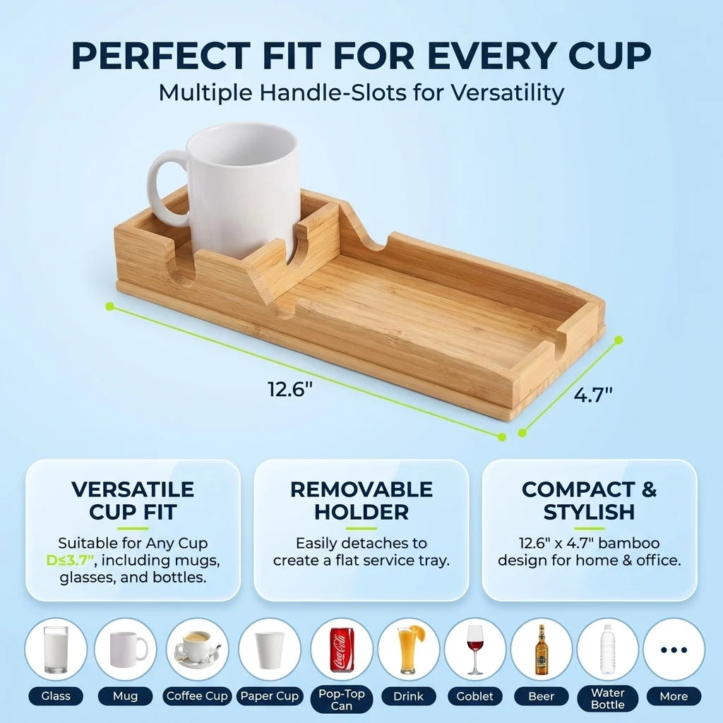 Goodinary® Foldable Bamboo Sofa Armrest Tray 5
