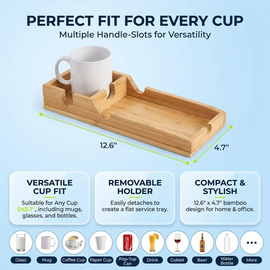 Goodinary® Foldable Bamboo Sofa Armrest Tray 5