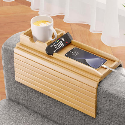 Goodinary® Foldable Bamboo Sofa Armrest Tray 6