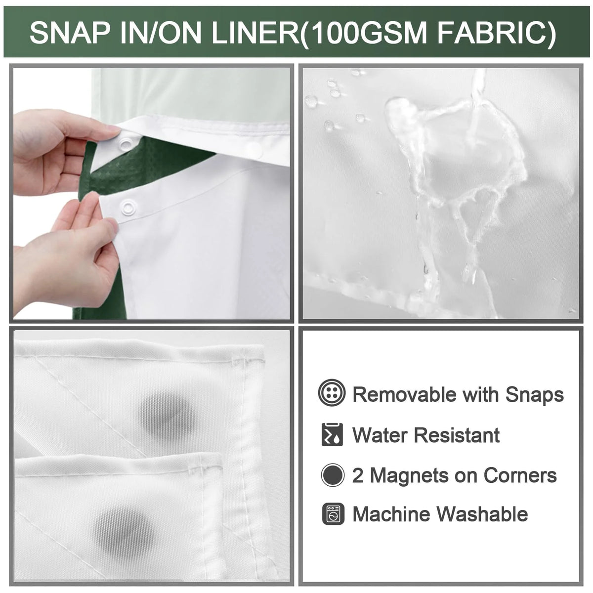 Goodinary® No Hook Shower Curtain 4