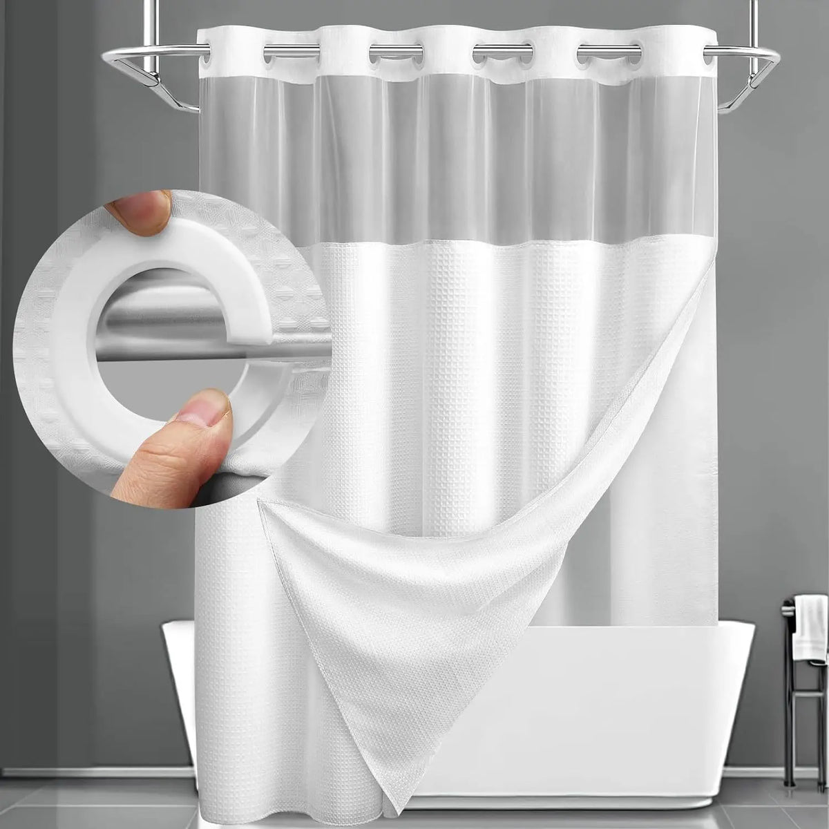 Goodinary® No Hook Shower Curtain 6
