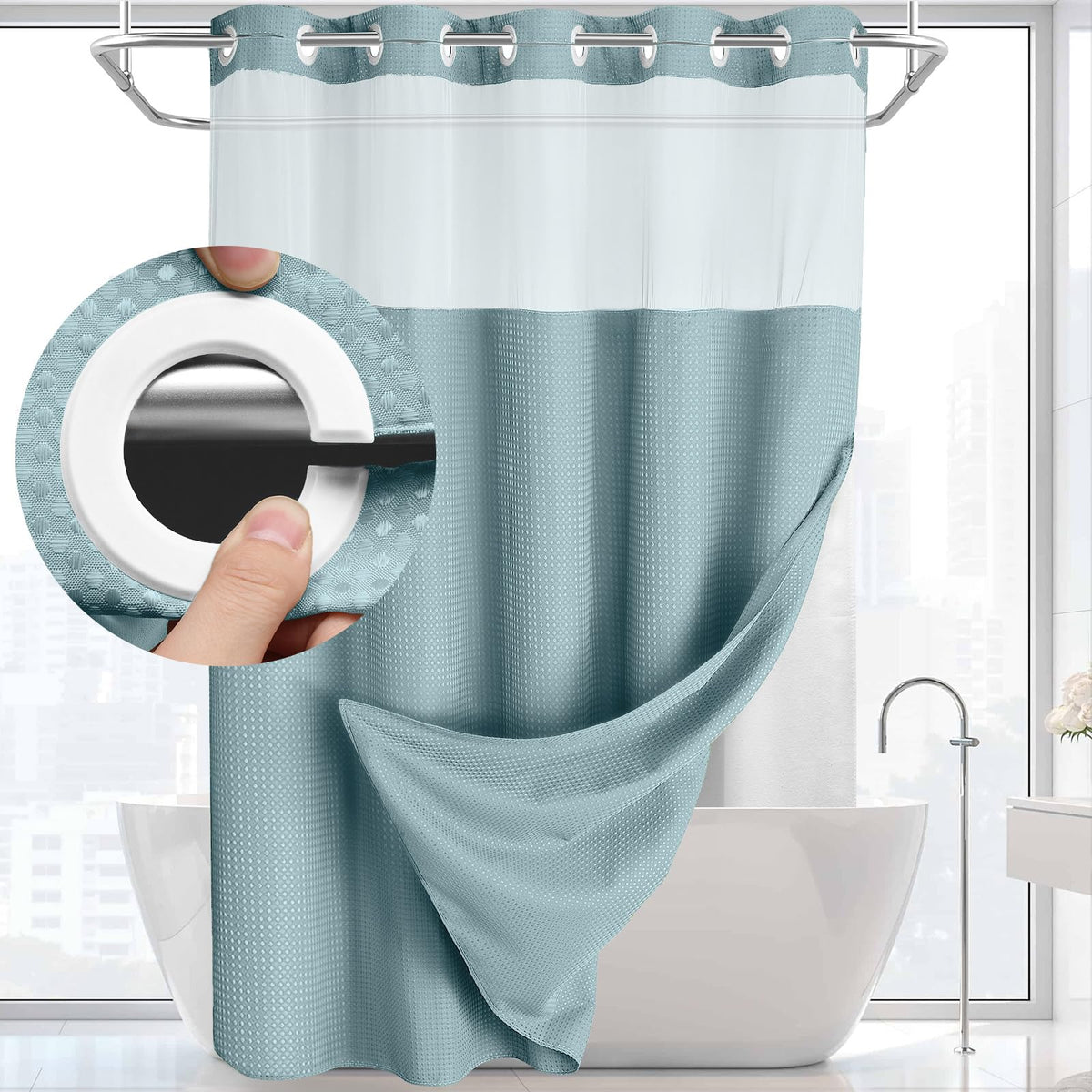 Goodinary® No Hook Shower Curtain 7