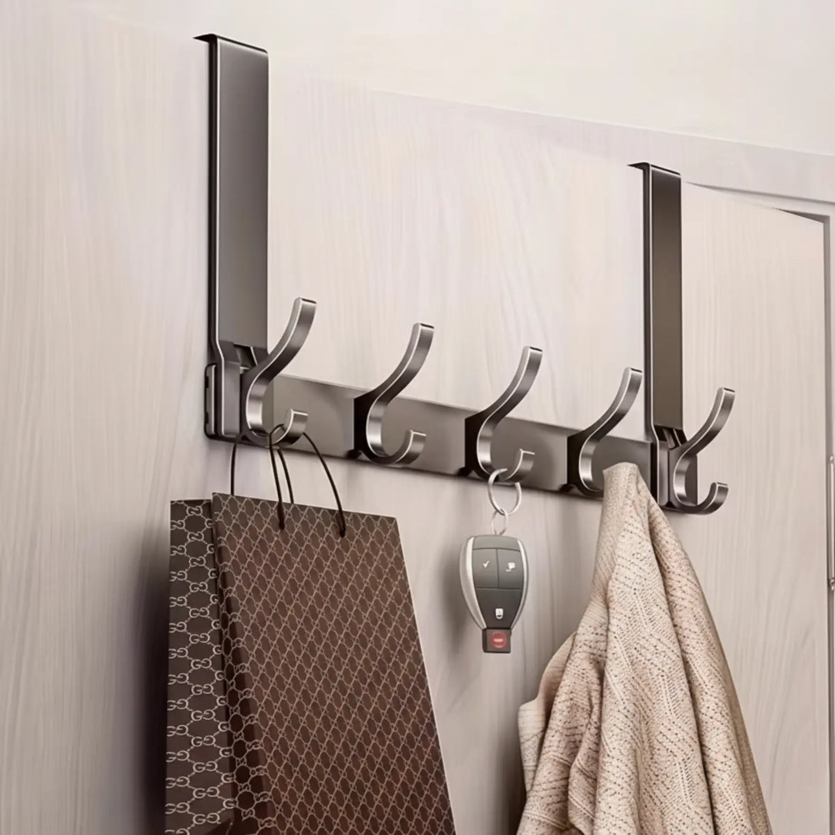 Goodinary® Over Door Hook Organizer Rack with 5 Hooks 0