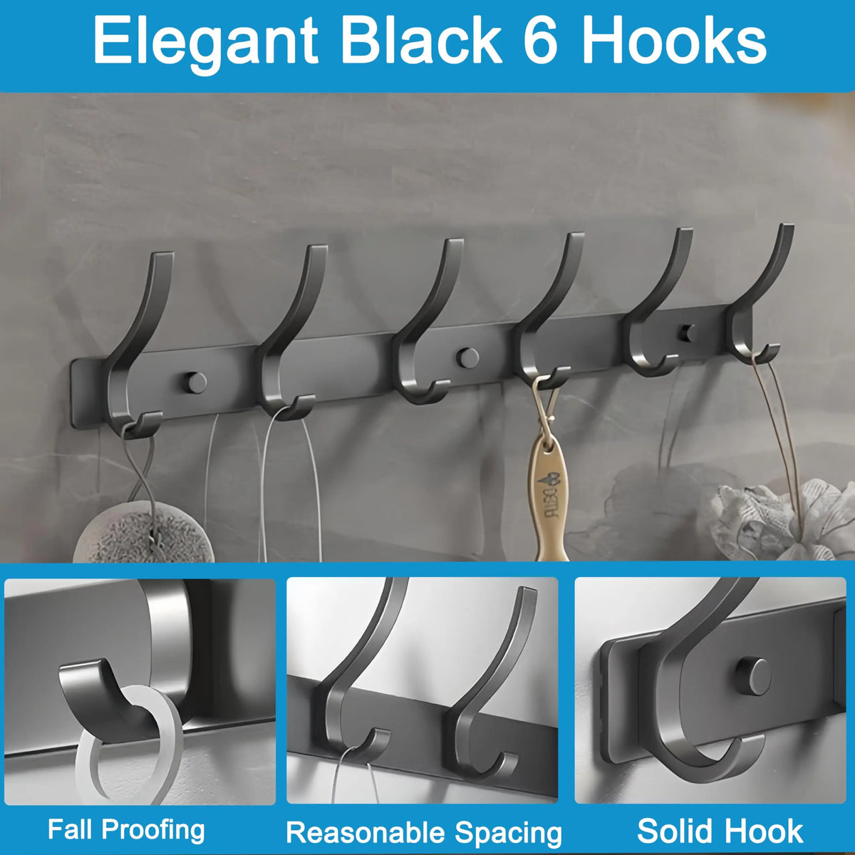 Goodinary® Over Door Hook Organizer Rack with 5 Hooks 3