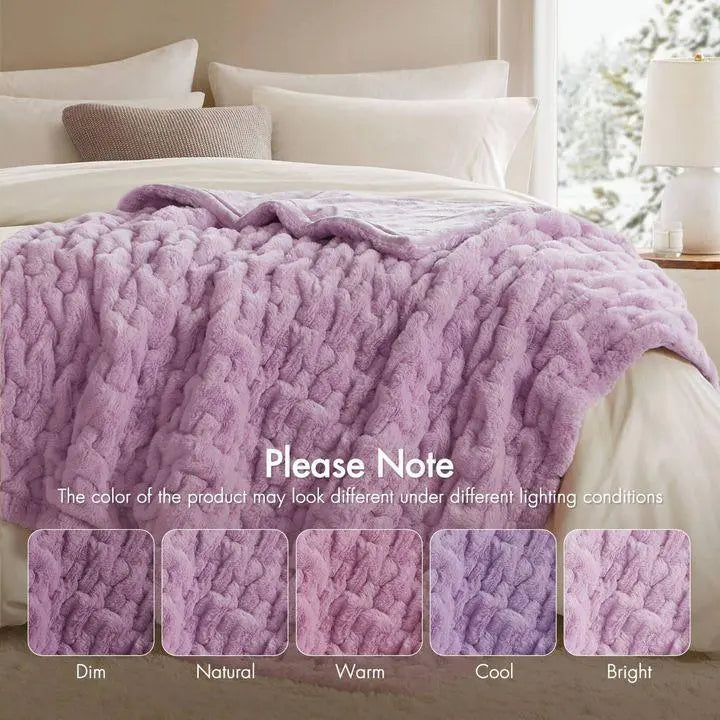 Goodinary® Ruched Faux Fur Cozy Throw Blanket 3