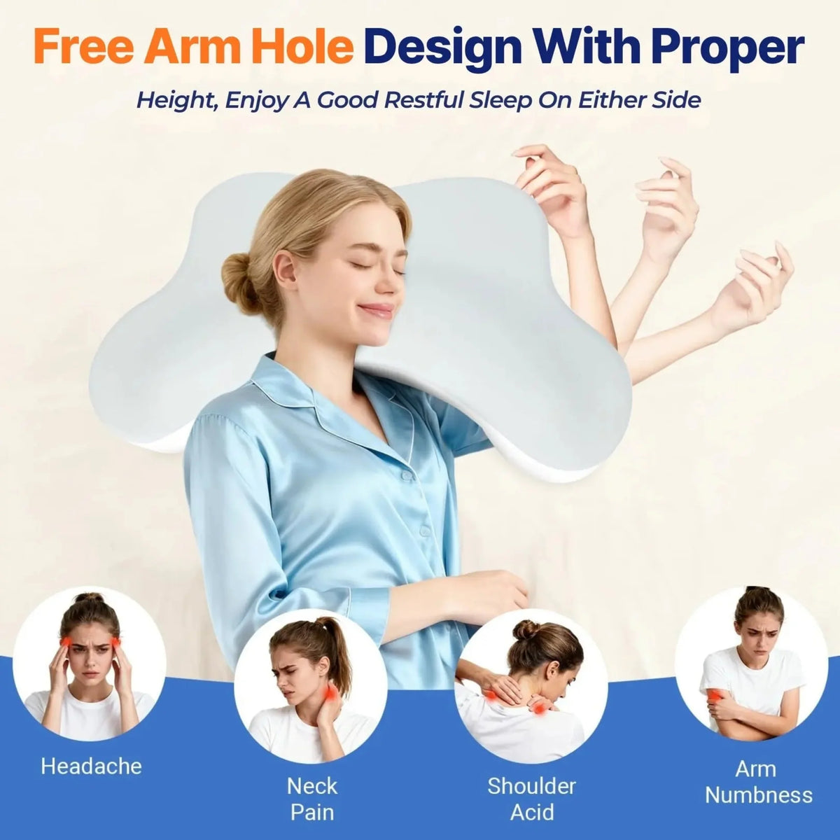 Goodinary® Side Sleeper Pillow with Arm Holes 5