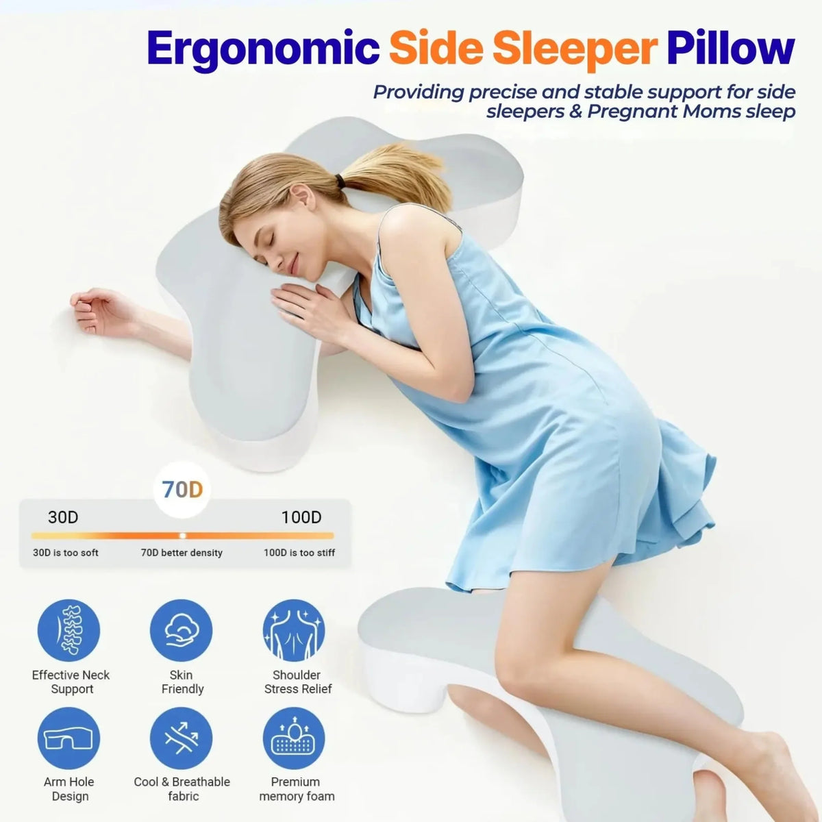Goodinary® Side Sleeper Pillow with Arm Holes 6