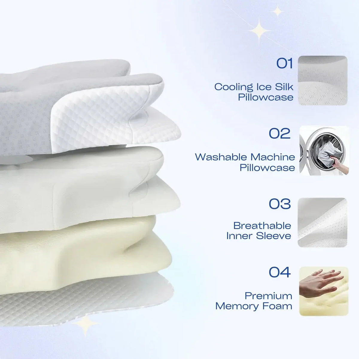 Goodinary® Ultra Cooling Contour Memory Foam Pillow 5