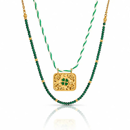 Green Clover Charm Necklace - 18K Gold Plated 0